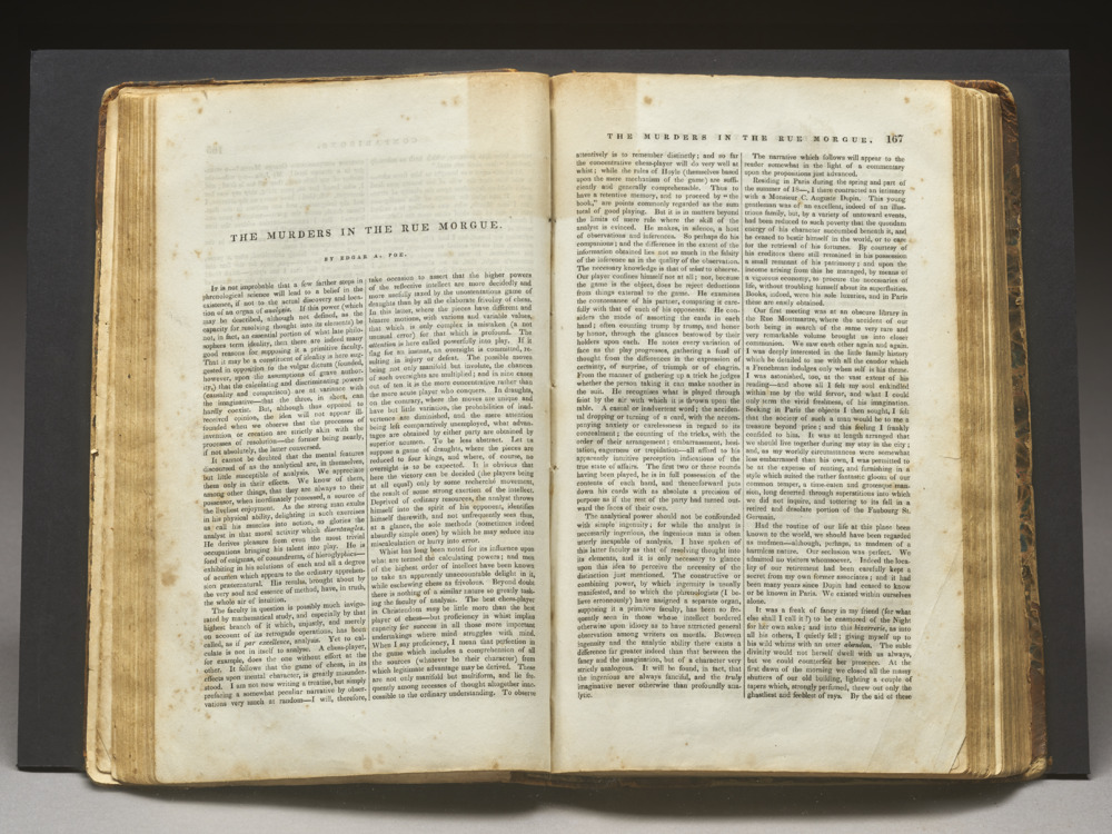 “The Murders in the Rue Morgue,” by Edgar Allan Poe, 1841. Poe, in one story, created a new genre of literature.