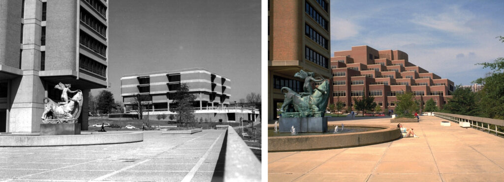 Views of the John C. Hodges Library (circa 1969 and circa 2007)