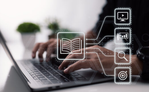 Online education concept, e-learning, learn on internet at home